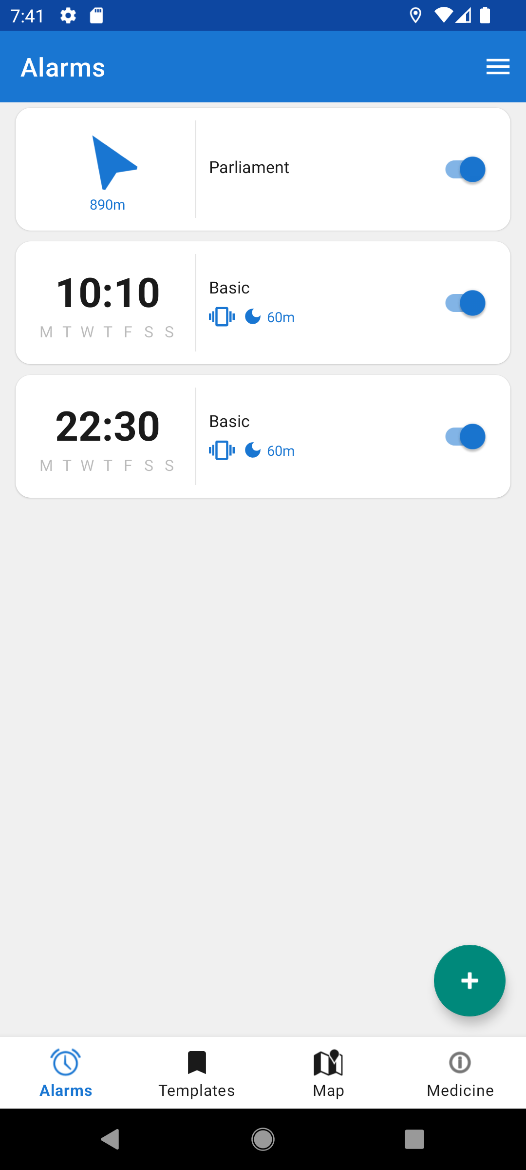 Alarms Screen
